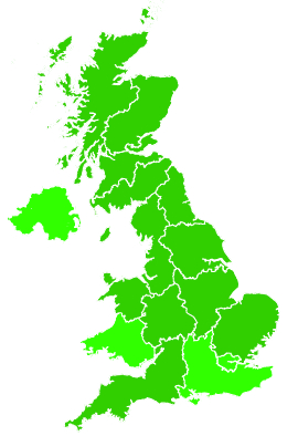 Click on a region for air pollution levels for 13/02/1994