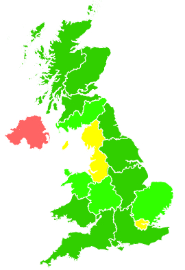 Click on a region for air pollution levels for 13/02/1999