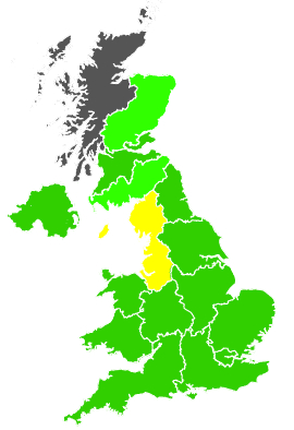 Click on a region for air pollution levels for 13/02/2001