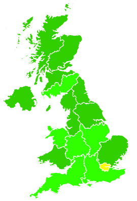 Click on a region for air pollution levels for 13/02/2004