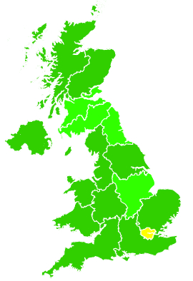 Click on a region for air pollution levels for 13/02/2007