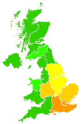 Click on a region for air pollution levels for 13/02/2013