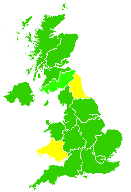 Click on a region for air pollution levels for 13/02/2015