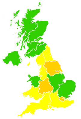 Click on a region for air pollution levels for 13/03/1996