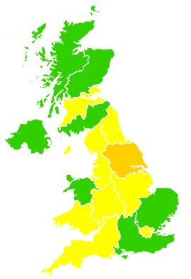Click on a region for air pollution levels for 13/03/1999