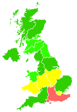 Click on a region for air pollution levels for 13/03/2012