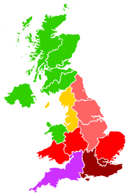 Click on a region for air pollution levels for 13/03/2014