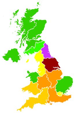 Click on a region for air pollution levels for 13/03/2016