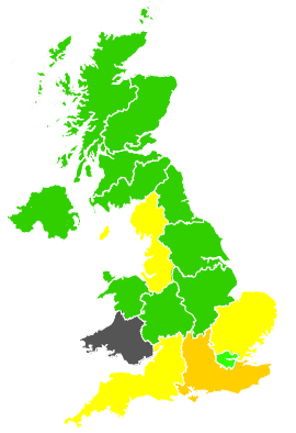 Click on a region for air pollution levels for 13/04/1991