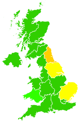 Click on a region for air pollution levels for 13/04/1993