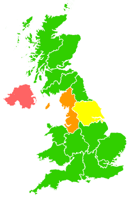 Click on a region for air pollution levels for 13/04/1995