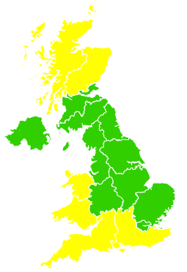 Click on a region for air pollution levels for 13/04/1997