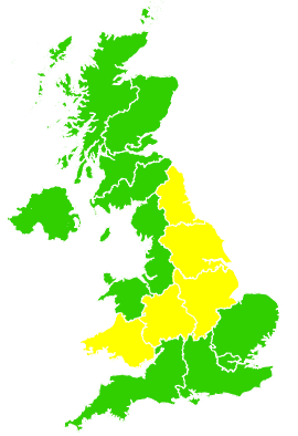 Click on a region for air pollution levels for 13/04/2000