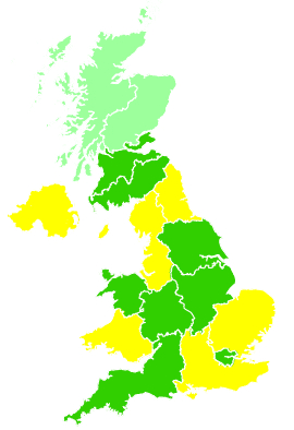 Click on a region for air pollution levels for 13/04/2002