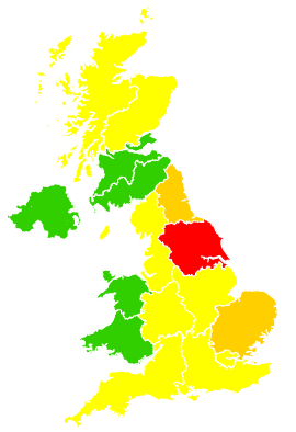 Click on a region for air pollution levels for 13/04/2003