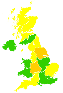 Click on a region for air pollution levels for 13/04/2006