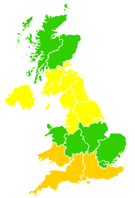 Click on a region for air pollution levels for 13/04/2007