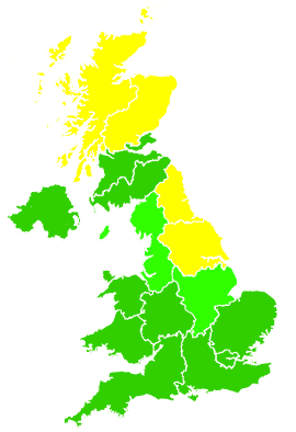 Click on a region for air pollution levels for 13/04/2018