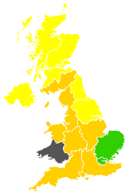 Click on a region for air pollution levels for 13/05/1990