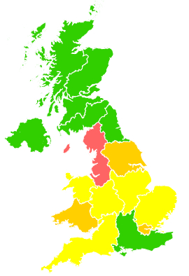 Click on a region for air pollution levels for 13/05/1993