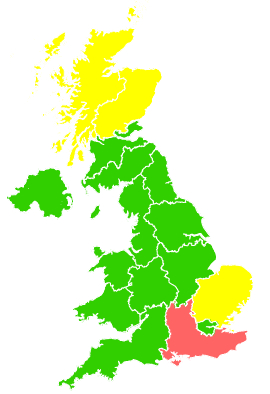 Click on a region for air pollution levels for 13/05/1997