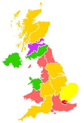 Click on a region for air pollution levels for 13/05/1998