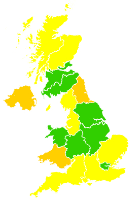 Click on a region for air pollution levels for 13/05/2004