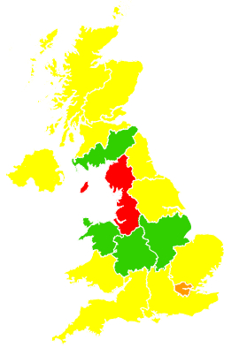 Click on a region for air pollution levels for 13/05/2005