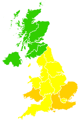Click on a region for air pollution levels for 13/05/2006