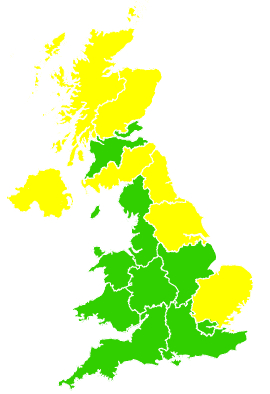 Click on a region for air pollution levels for 13/05/2009