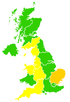 Click on a region for air pollution levels for 13/05/2010
