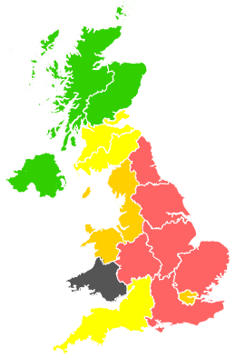 Click on a region for air pollution levels for 13/06/1989