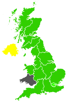 Click on a region for air pollution levels for 13/06/1991