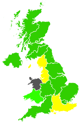Click on a region for air pollution levels for 13/06/1993