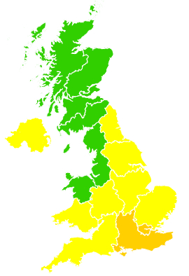 Click on a region for air pollution levels for 13/06/1994