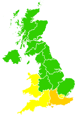 Click on a region for air pollution levels for 13/06/1996