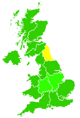 Click on a region for air pollution levels for 13/06/1998