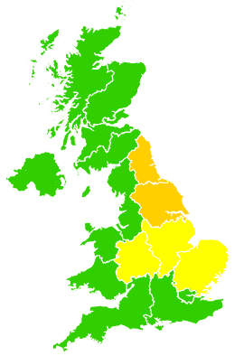 Click on a region for air pollution levels for 13/06/2009