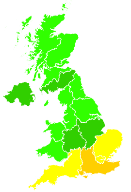 Click on a region for air pollution levels for 13/06/2014