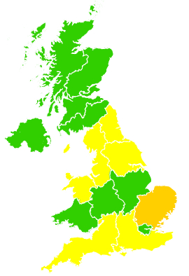 Click on a region for air pollution levels for 13/06/2015