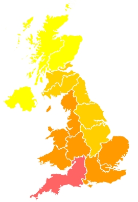 Click on a region for air pollution levels for 13/06/2023