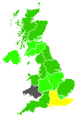 Click on a region for air pollution levels for 13/07/1989