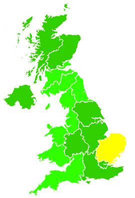 Click on a region for air pollution levels for 13/07/1996