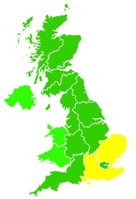 Click on a region for air pollution levels for 13/07/1997