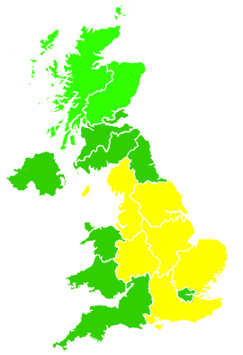 Click on a region for air pollution levels for 13/07/2002