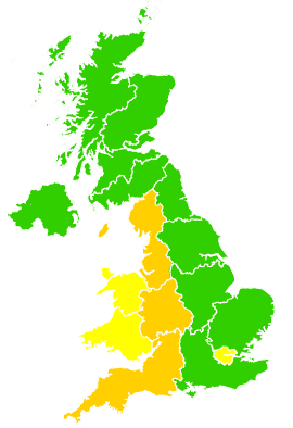 Click on a region for air pollution levels for 13/07/2013