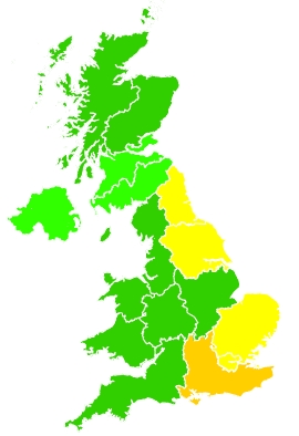 Click on a region for air pollution levels for 13/07/2022