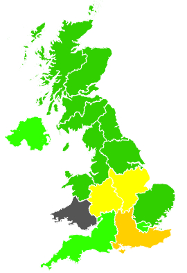 Click on a region for air pollution levels for 13/08/1991
