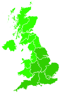 Click on a region for air pollution levels for 13/08/1995