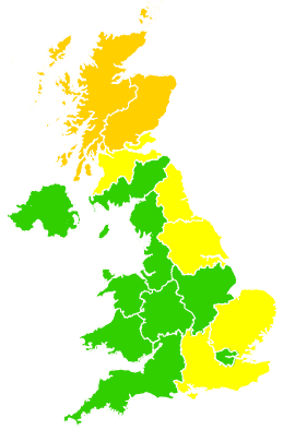 Click on a region for air pollution levels for 13/08/2004